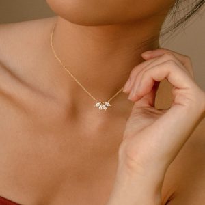 Marquise Diamond Necklace by Caitlyn Minimalist • Flower Petal Diamond Necklace • Flower Necklace • Bridesmaid Gift • Gift for Mom • NR055