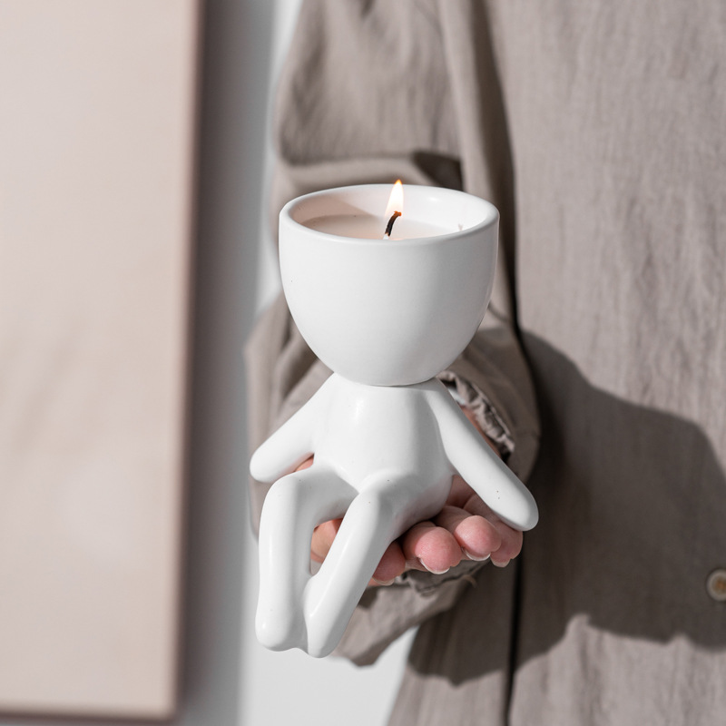 Simple vegetarian ceramic candlesticks and feet scented candle decoration ornaments