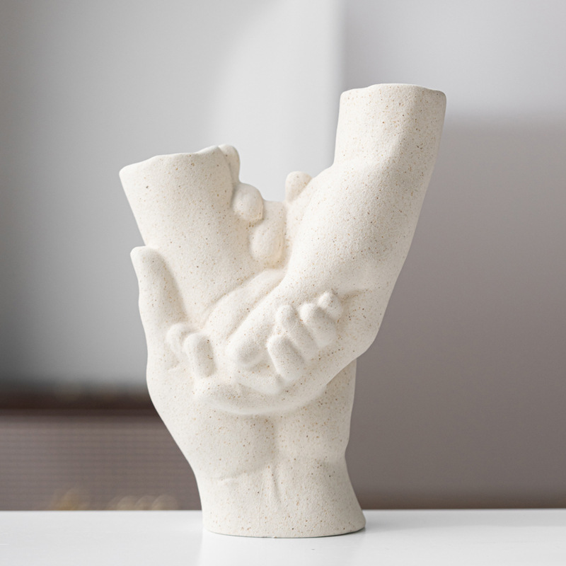 Hand in hand vegetarian ceramic vase simple flower crafts home decoration ornaments