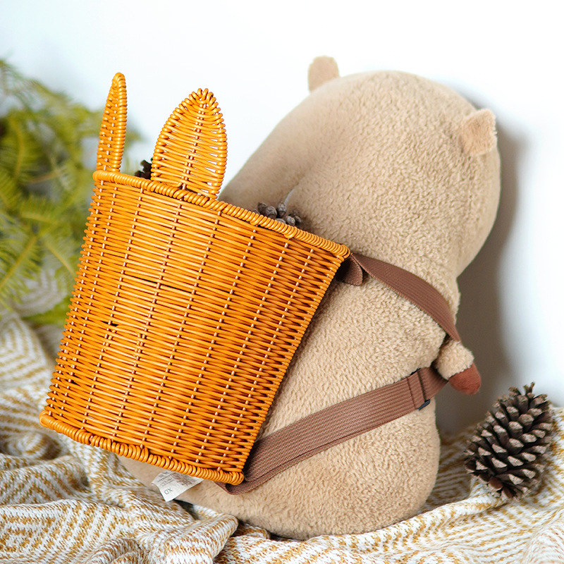 Imitation rattan rabbit backpack shopping basket children's outdoor picking picnic storage basket shoulder bracelet performance prop basket