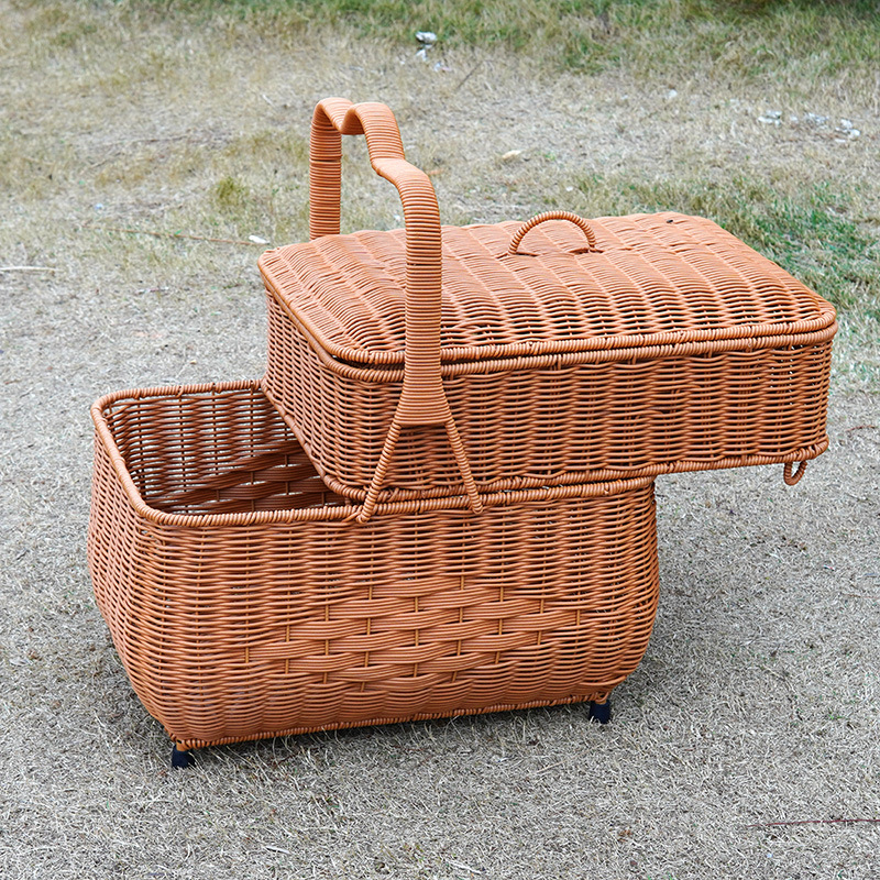 Imitation of rattan wedding housewarming Xinxi offering worship of gods and ancestors, the old man’s basket worship mountain basket double-layer worship handbasket