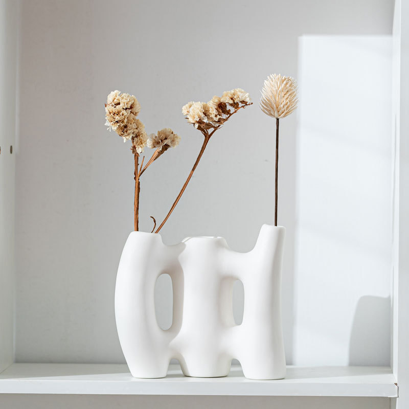 Style plain white fence ceramic vase home decoration white crafts small